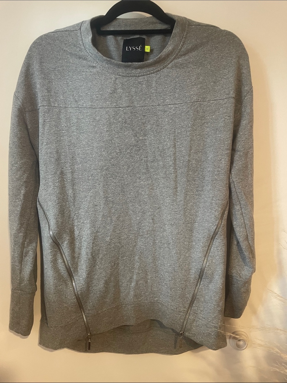 Lysse Heather Gray Zip-Pocket Pullover Sz M B132